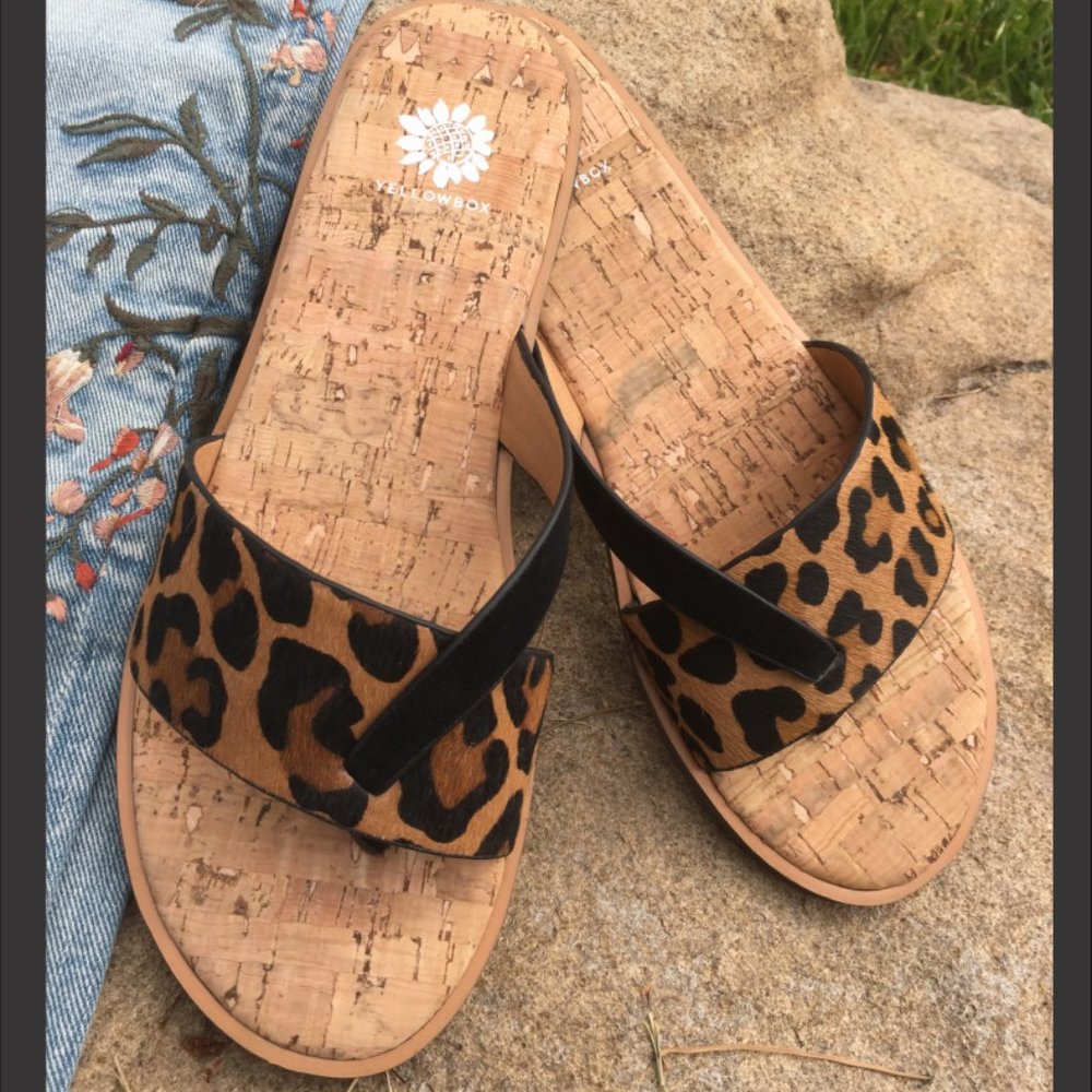 🆕❤️Yellow Box Leopard Cork Sole Sandals